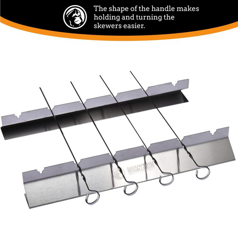 Stainless Steel Shish Kabob Skewers - Long, Flat Metal Kebab Skewers