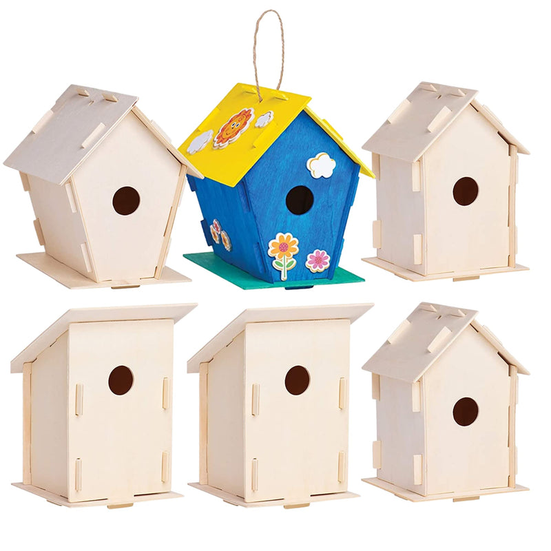 12 Wooden Birdhouses - Crafts For Girls And Boys - Kids Bulk Arts And Crafts Set