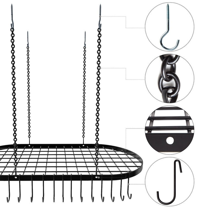 Pot And Pan Ceiling Rack, Mounted Cookware Storage Rack, Hanging Pot And Pan Suspended