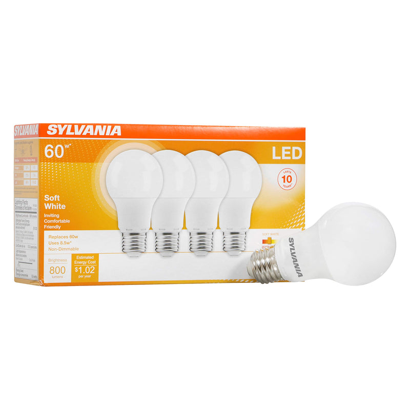 SYLVANIA LED A19 Light Bulb, 60W Equivalent Efficient 8.5W Medium Base, 2700K Soft White