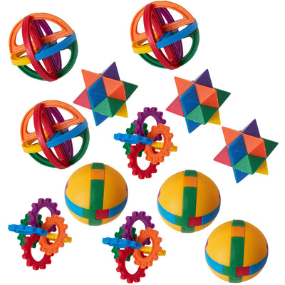 Kicko Assorted Plastic Puzzle Balls - 12 Pack - Brainteasers for Party Favors, Fidgeting