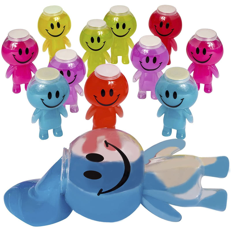 Kicko Smile Face Slime - Pack of 12 Colored Gooey Slimes in a Smiling Face Container