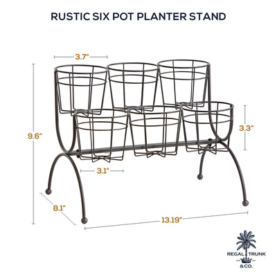 Regal Trunk 6 Pot Tiered Plant Stand - Rustic Indoor Outdoor Plant Stand - Flower Pot