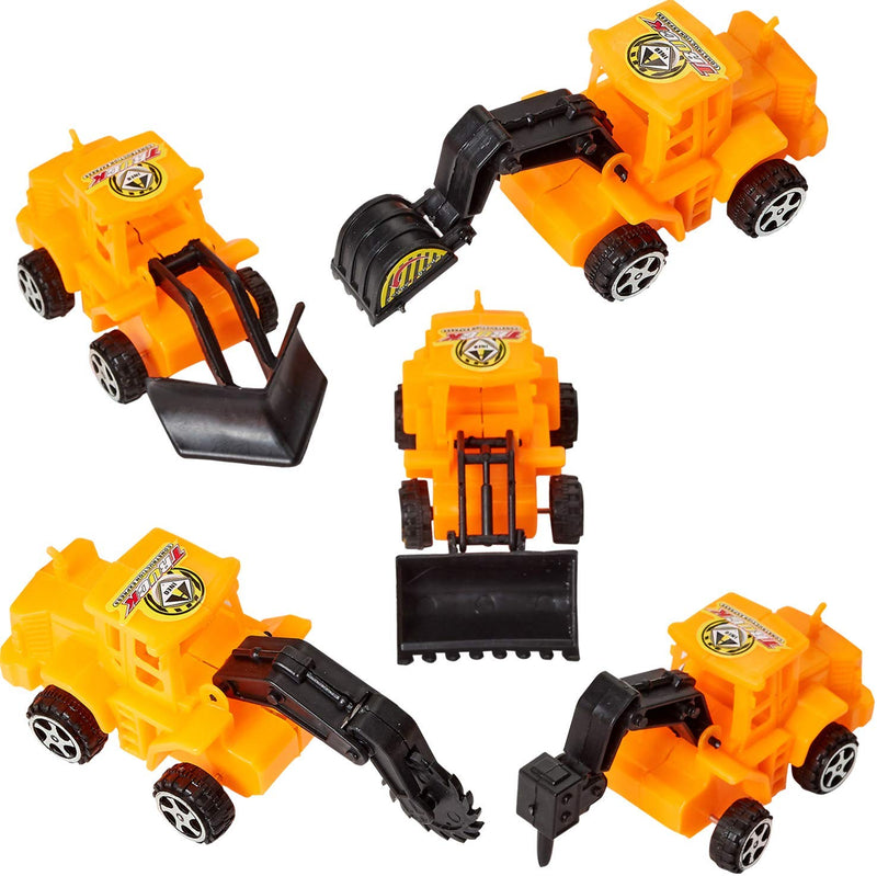 Kicko Pull Back Construction Cars Set - 1 Set - 5 Pack of Yellow Miniature Heavy Duty