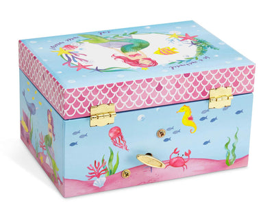 Jewelkeeper Mermaid Musical Jewelry Box, Underwater Design with Narwhal, Over the Waves