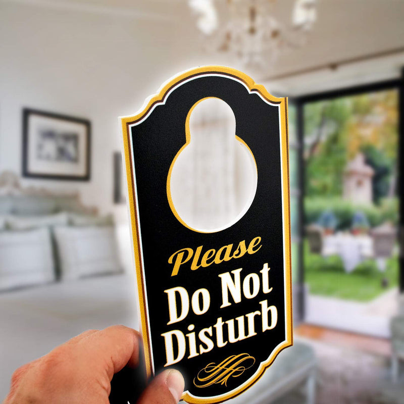 Please Do Not Disturb Door Hanger Sign - 1/4 inch Thick Rigid PVC - 8 inch x 4 inch w