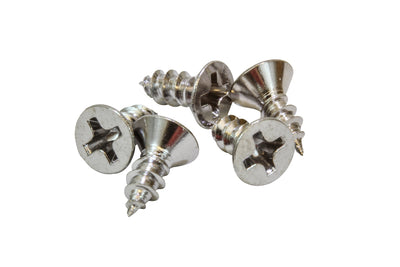 6 X 3/8'' Chrome Coated Stainless Flat Head Phillips Wood Screw, (25 pc), 18-8 (304