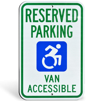 Reflective Reserved Handicap Parking New Symbol Aluminum Metal Sign | Engineer Grade Ultra