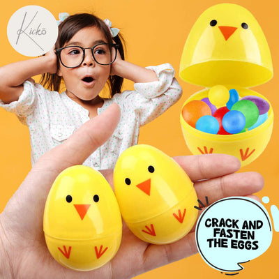 Kicko Chick Easter Eggs - 12 Pack - 2.25 Inch Plastic Chicken Eggs for Easter Basket