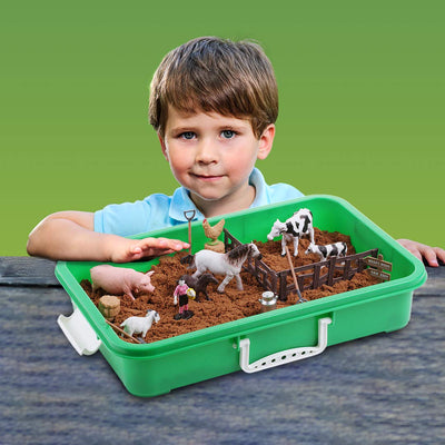 Farm Sand Play Set - Sensory Toys for Kids with 2 lbs of Sand, Farm Animals, Signs