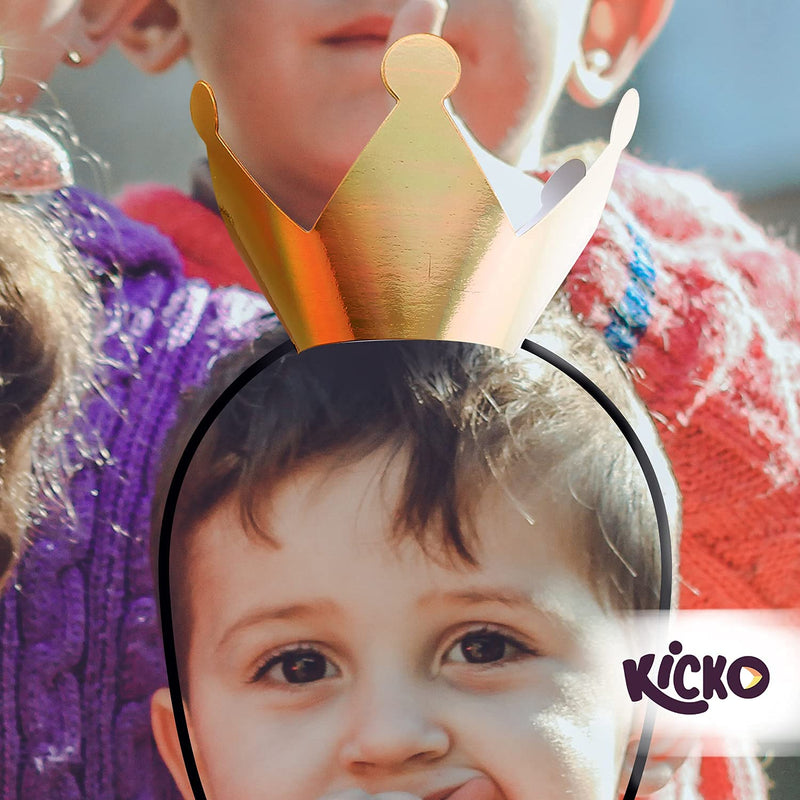 Kicko Mini Holographic Gold Crowns - 24 Pack - for Kids, Party Favors, Stocking Stuffers