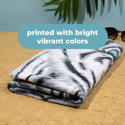 White Tiger Super Soft Plush Cotton Beach Bath Pool