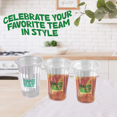 Kicko Game Day Print Plastic Cups - 24 Pack - 12 Oz. - Disposable Drinking Goblets