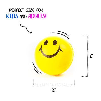 Stress Balls For Kids And Adults - Ideal Bulk Pack Of 24 2" Stress Smile Balls - Neon