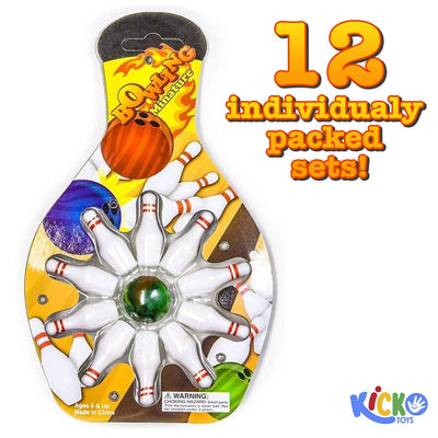 Kicko Miniature Bowling Game Set - 12 Pack 1.5 Inch Deluxe - for Kids, Playing, Party