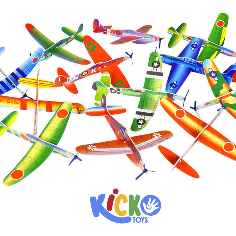 Kicko Flying Glider Plane - 48 Assorted Styrofoam Gliding Airplanes - Party Favors, Toys