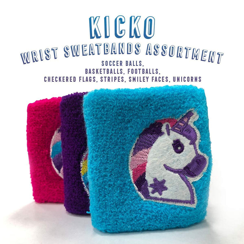 Kicko Wrist Sweatbands Assortment - 48 Pieces of Athletic Cotton Wristbands - Styles May