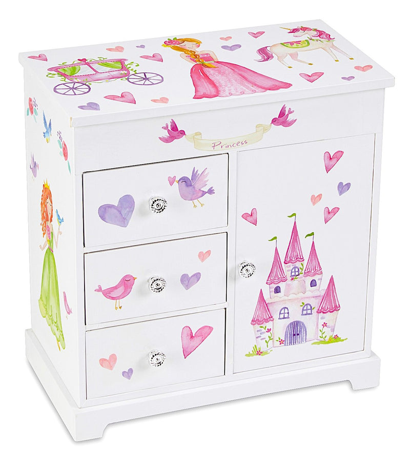 Jewelkeeper Unicorn Musical Jewelry Box with 3 Pullout Drawers, Fairy Princess and Castle