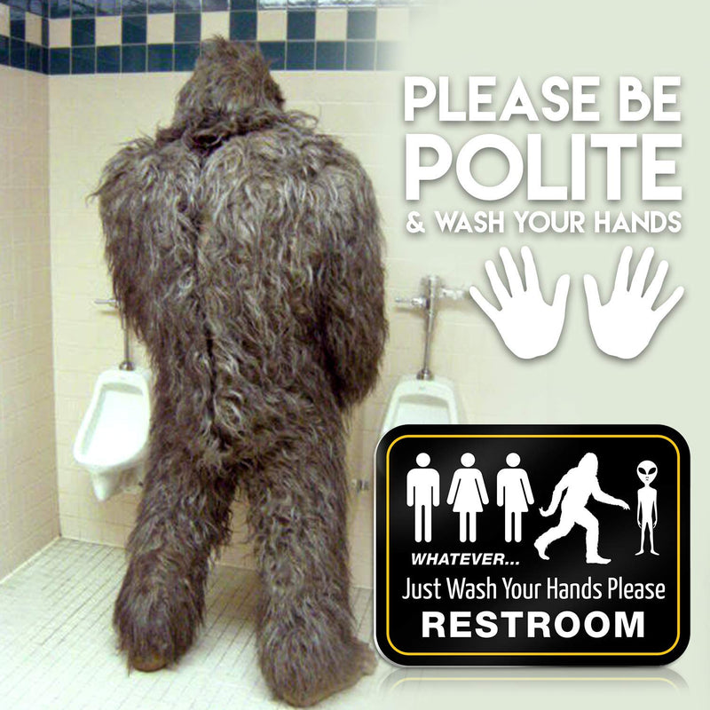 Signs Funny Bathroom Sign For Restroom 11.5" X 8.75" Rigid Pvc | All Gender Bigfoot