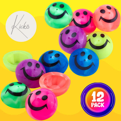 Kicko Smile Face Pop-up Popper 1.75 Inches - Pack of 12 - Marble Design Assorted Colors