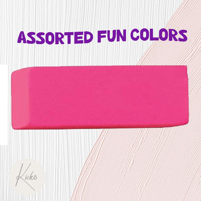 Kicko Neon Bevel Eraser - 12 Pack - Jumbo Classic Rectangular Shaped Eraser - for Party