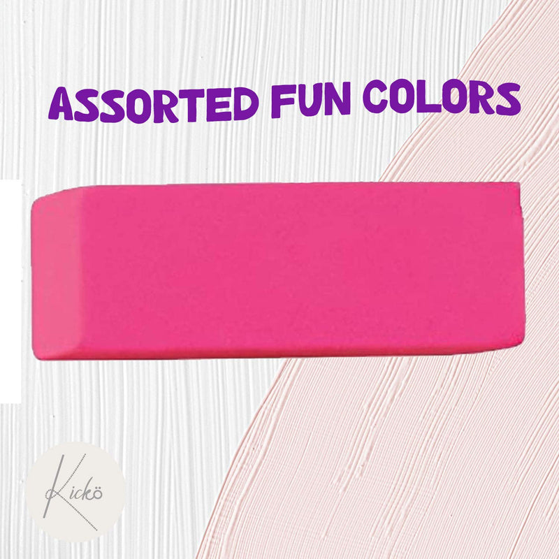 Kicko Neon Bevel Eraser - 12 Pack - Jumbo Classic Rectangular Shaped Eraser - for Party