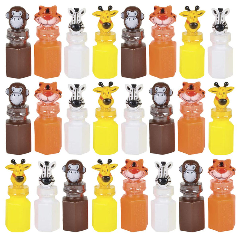 Kicko - 3 Inch Zoo Animal Bubble Bottle - 24 Pieces of Assorted Jungle Figure Blob Holders