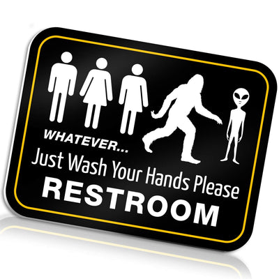 Signs Funny Bathroom Sign For Restroom 11.5" X 8.75" Rigid Pvc | All Gender Bigfoot