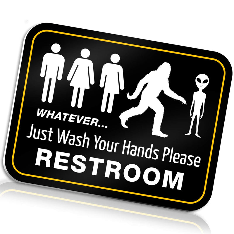 Signs Funny Bathroom Sign For Restroom 11.5" X 8.75" Rigid Pvc | All Gender Bigfoot