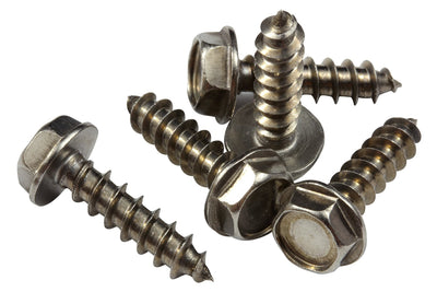 10 X 3/4" Stainless Indented Hex Washer Head Screw, (50 pc), 18-8 (304) Stainless Steel