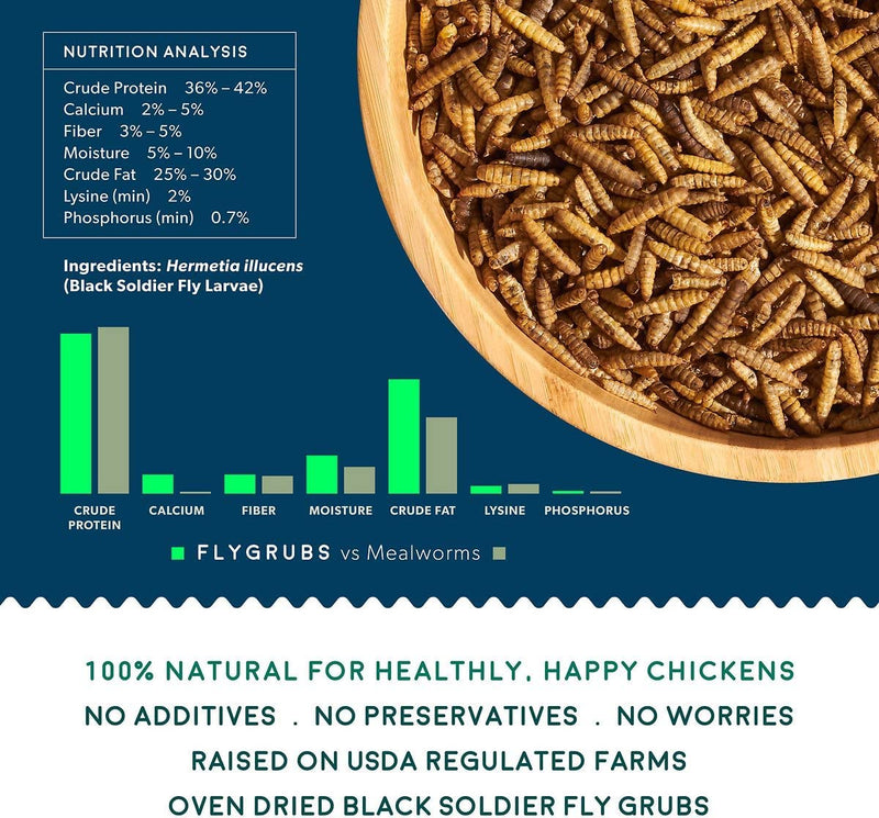 Superior To Dried Mealworms For Chickens (20 Lb) 85x More Calcium Non-Gmo