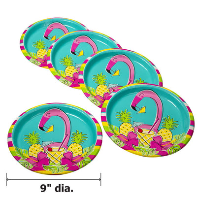 Kicko Flamingo Paper Plates - 24 Pack - 9 Inch - Disposable Dinner Accessories for Party