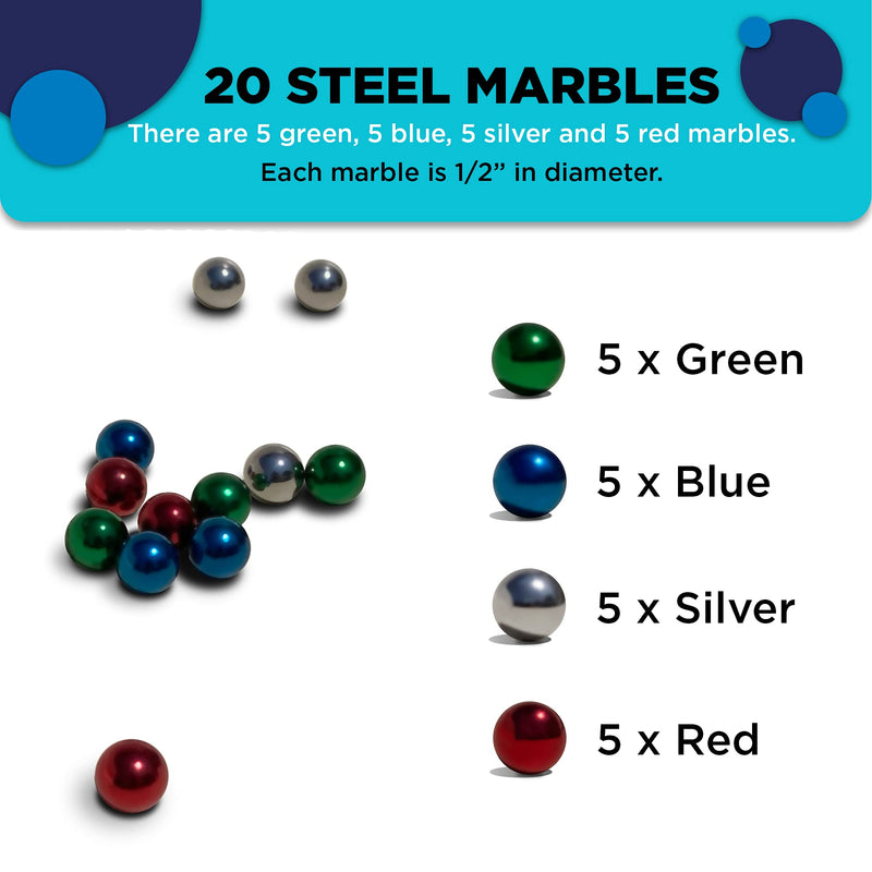 Multi-Colored 1/2" Chrome Steel Balls for GraviTrax Marble Run | High-Visibility Steel