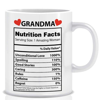 Light Autumn Grandma Nutritional Facts Mug - 11oz Grandma Mug for Gift - Dishwasher