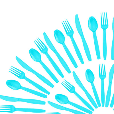 Kicko Pastel Blue Premium Cutlery - 108 Pieces - Plasticware for Birthday Parties