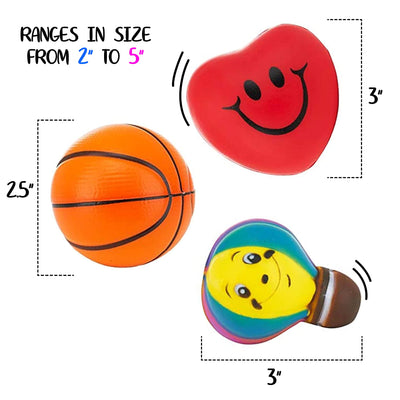 24 Stress Balls - Bulk Pack Of 2.5" Stress Balls - Treasure Box Classroom Prizes, Party