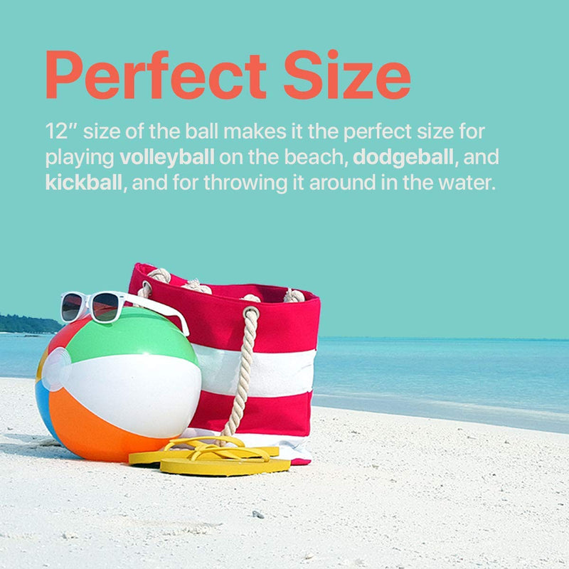 Kicko 12 Pack - 12 Inch Inflatable Beach Balls - Rainbow Colored Beachballs - for Swimming