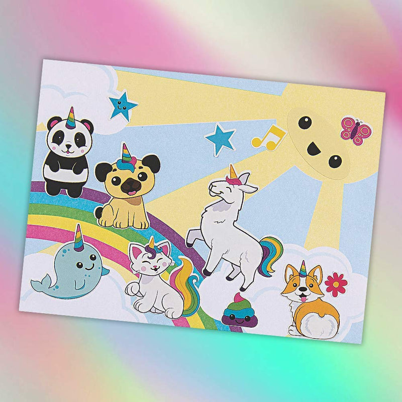 Kicko Make a Unicorn Stickers - Set of 24 Mythical Stickers Scene for Birthday Treat