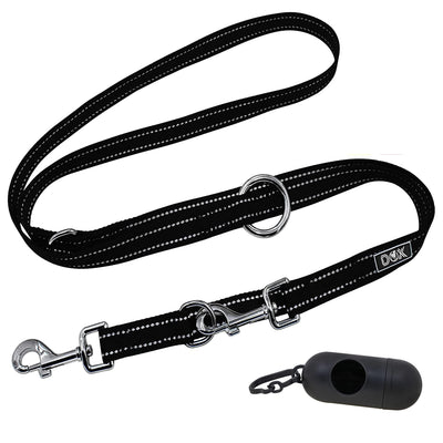 DDOXX Dog Leash Nylon Reflective, Adjustable, 6.6 ft | Many Colors & Sizes | for Small