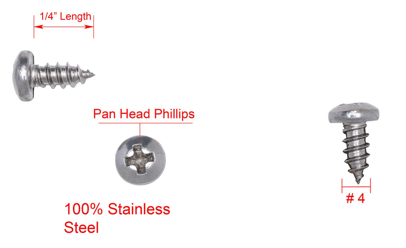 8 X 7/8" Stainless Pan Head Phillips Wood Screw, (100pc), 18-8 (304) Stainless Steel