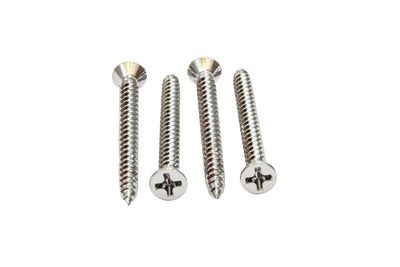 6 X 1/2'' Chrome Coated Stainless Flat Head Phillips Wood Screw, (100 pc), 18-8 (304