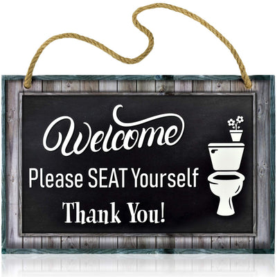 Bigtime Signs Funny Restroom Sign for Bathroom - Welcome, Please Seat Yourself - 11.5 x 7