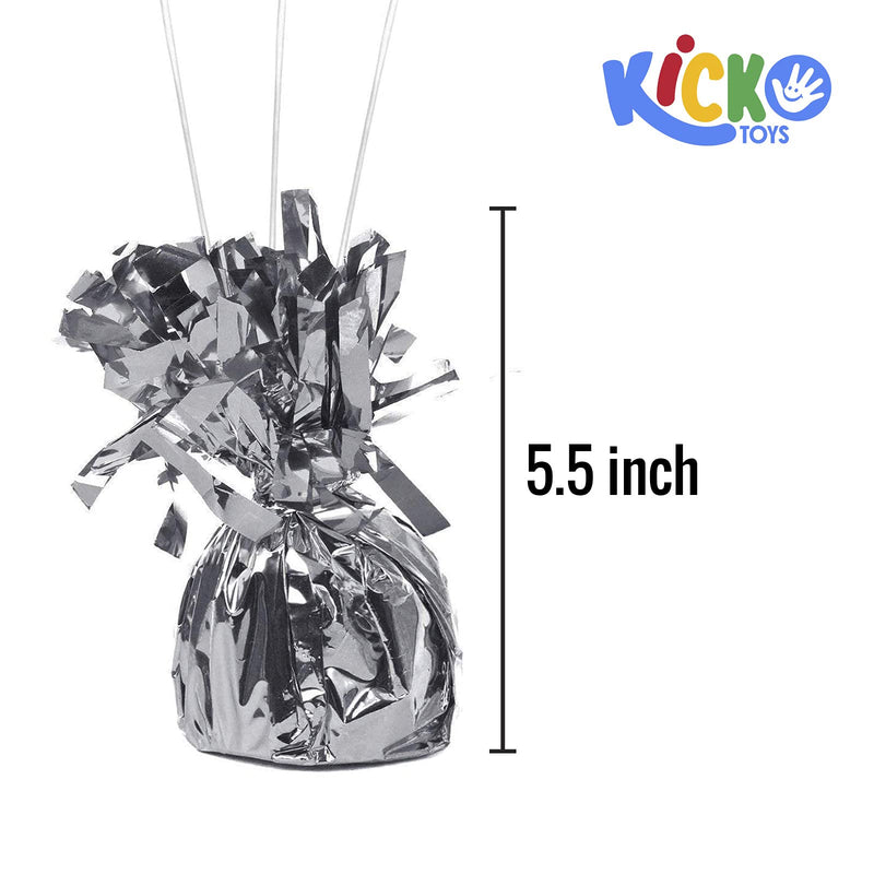 Kicko Silver Balloon Weights - 12 Pack Metallic Decorative Helium Tie-Downs - for Party