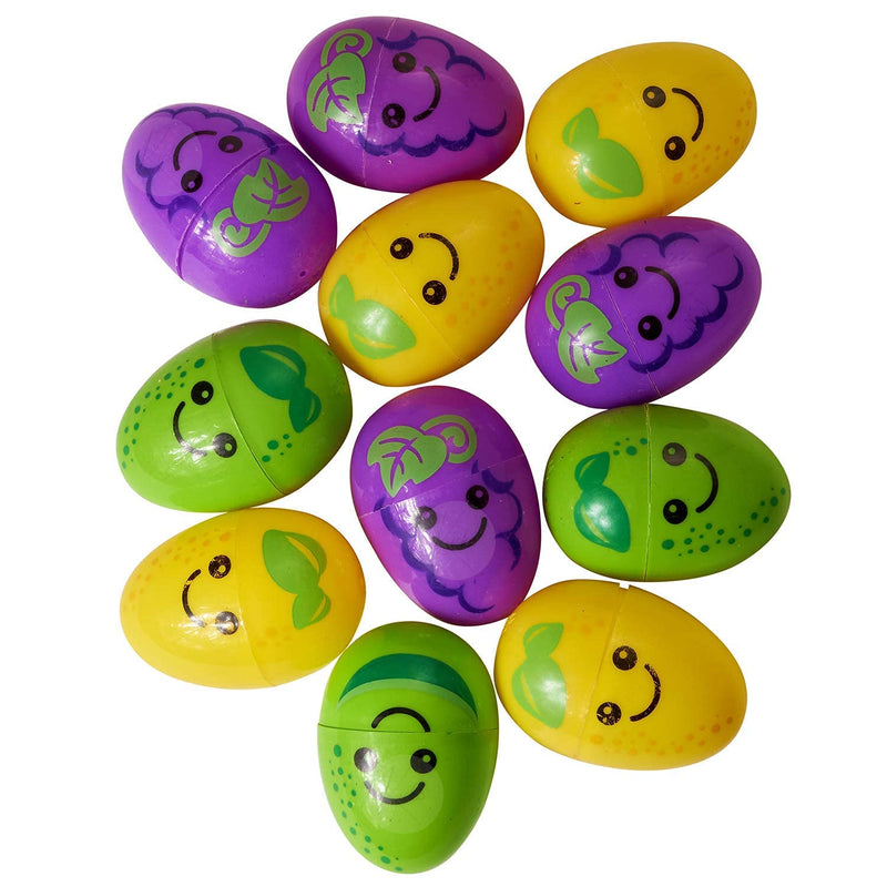 Kicko Fruit Eggs - Pack of 12-2.5 Inch Plastic Fruit Print Eggs for Easter Basket Fillers