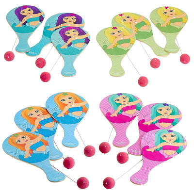 Kicko Mermaid Paddle Ball 12 Pack - Party Favors - Party Prizes for Children Games