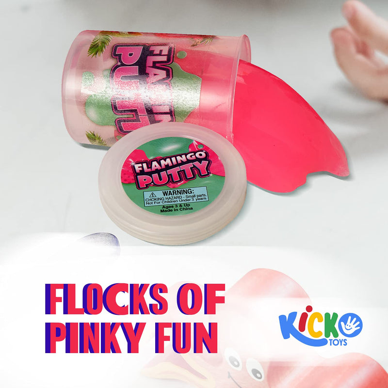 Kicko Flamingo Putty - 6 Pack Pink Colored Putty with Mini Flamingo - Educational Fidget