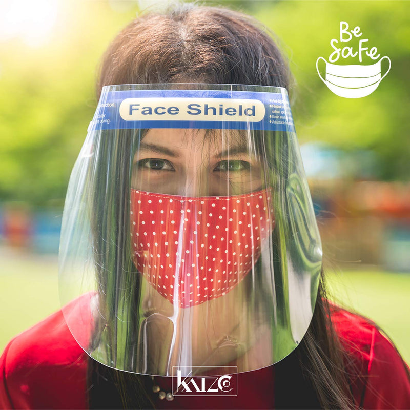 Katzco Reusable Face Shields - 14 Pack - Clear Full Face Visor Mask with Removable