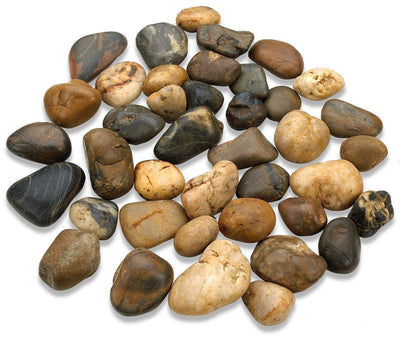 Katzco 2 Pounds Large Decorative River Rock Stones - Natural Polished Mixed Color Stones