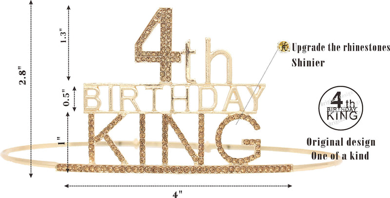 4th Birthday King Crown and Sash for Boy,4th Birthday for Him,4th Birthday Sash,4th