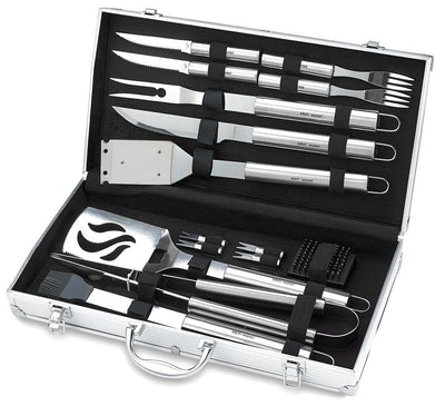 Kitch N' Wares 16 Piece Stainless Steel BBQ Accessories Tool Set - Includes Aluminum